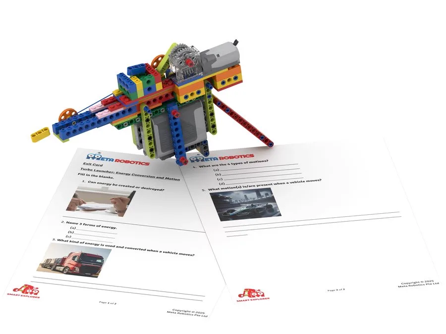 Smart Explorer launcher model with energy and motion worksheets
